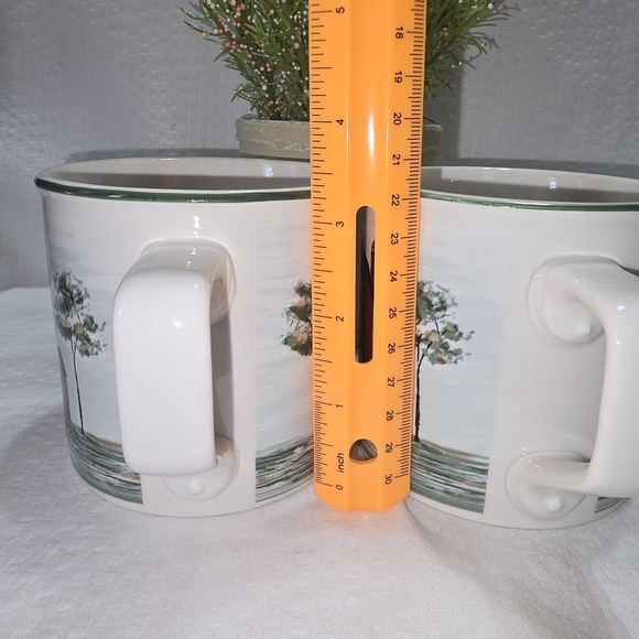 Tienshan Stoneware Prairie Mug Set Red Barn Design Rustic - Picture 4 of 7